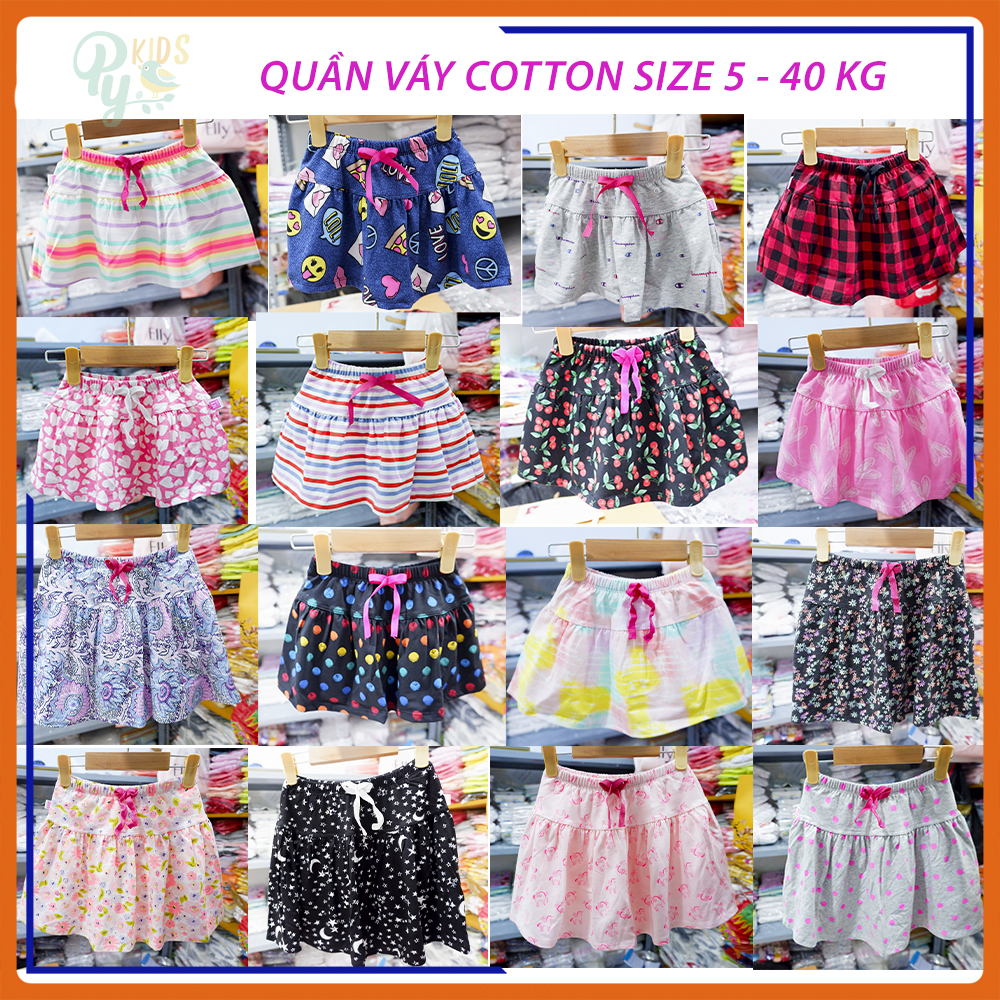 Quần váy thun cotton kèm chip cho bé gái từ 5-40 kg