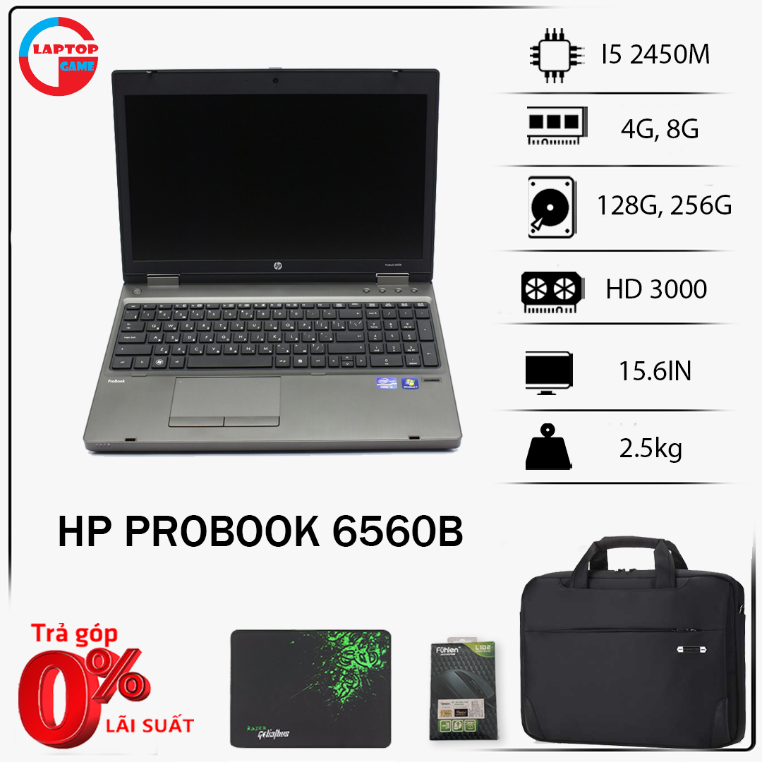 [Trả góp 0%]Laptop game và đồ họa giá tốt- HP Pobook 6560B Core i5 2450M/ Ram 8G/ SSD 256G/ VGA HD 3000/ Màn 15.6 inch/ Có Phím Số/ Vỏ nhôm / Dòng máy bền bỉ/ Loa to