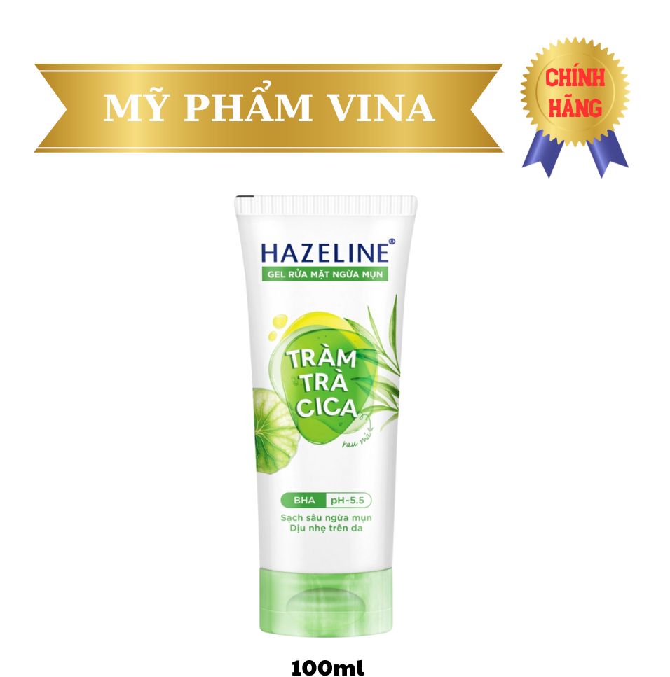 Gel rửa mặt hazeline ngừa mụn tràm trà cica 100g