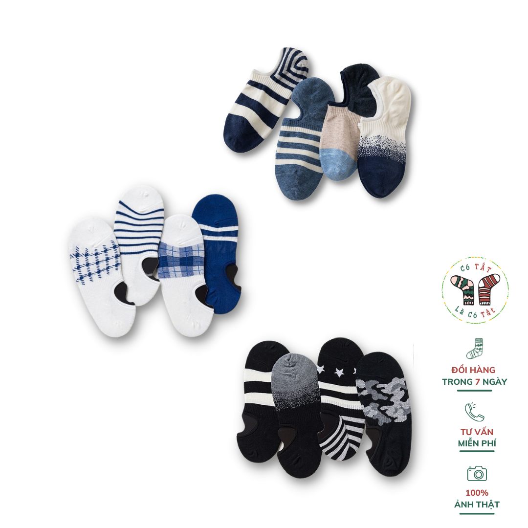 Hộp 4 đôi tất lười nam Có Tất Là Có Tất họa tiết độc đáo chất liệu cotton cao cấp - SET4