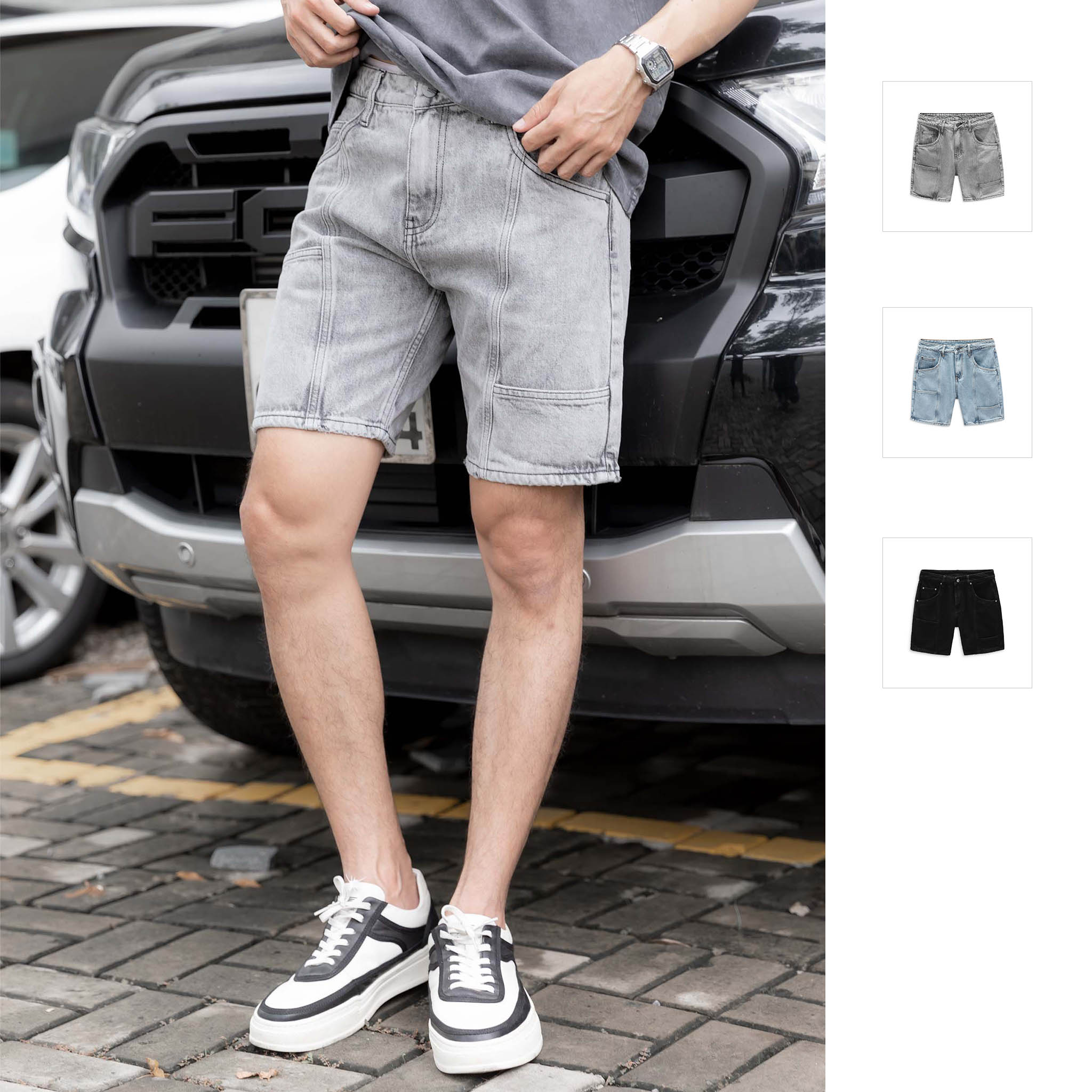 Quần short nam slimstraight jean , qd003495_somehow