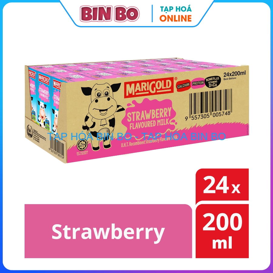Sữa tiệt trùng Marigold vị dâu thùng 24 hộp 200ml sữa Dâu