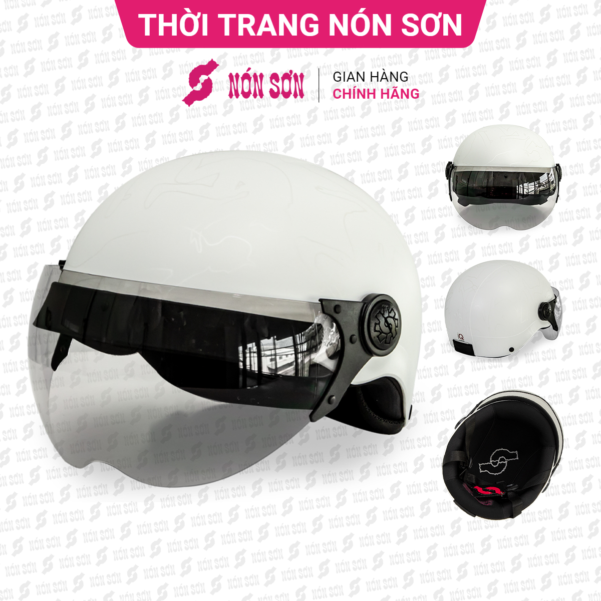 Mũ bảo hiểm có kính hoa văn NÓN SƠN chính hãng BKP-TR090