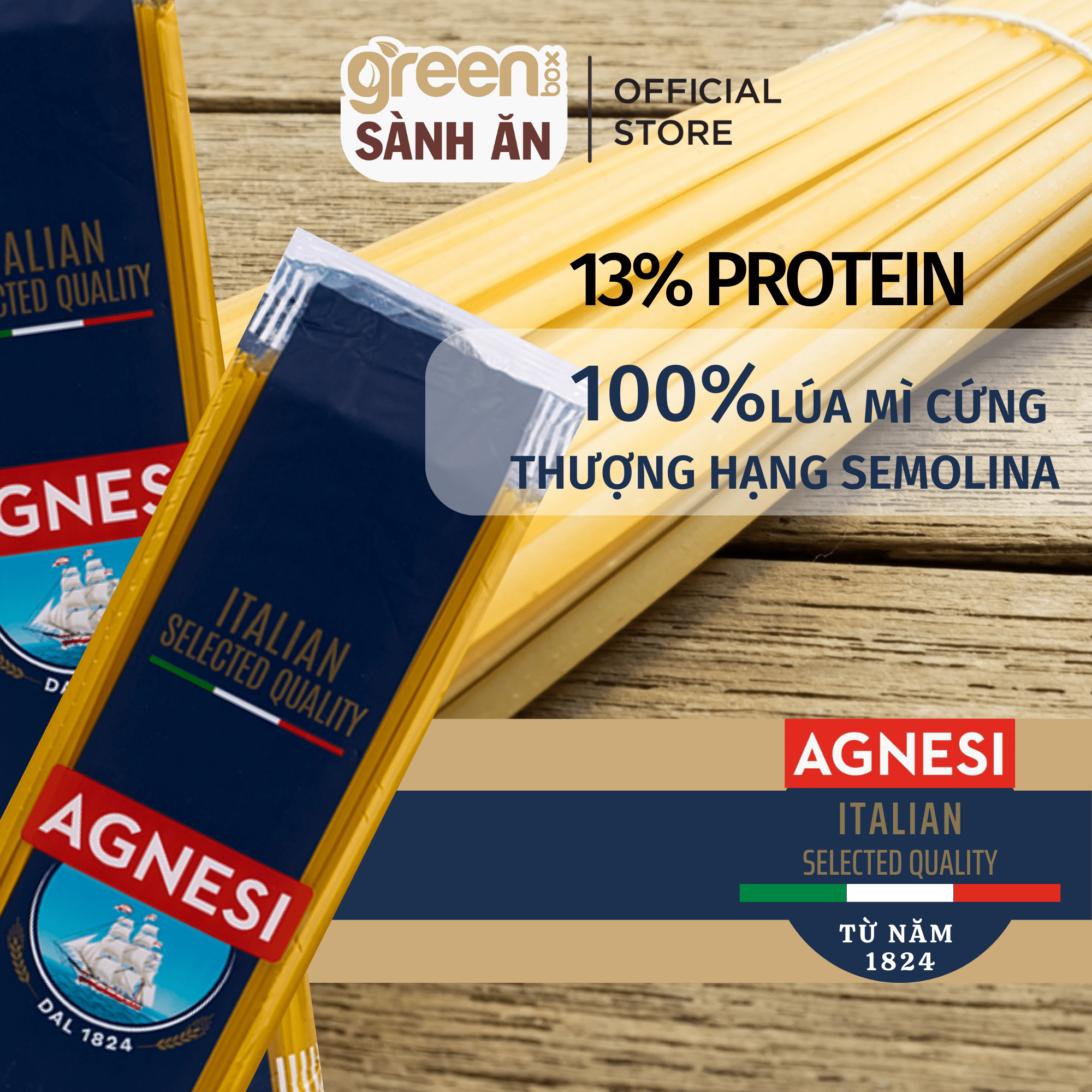Mì ý Linguine làm từ lúa mì Semolina cao cấp Agnesi Ý 500g nấu ngon với sốt mì ý cà chua húng quế Basilico