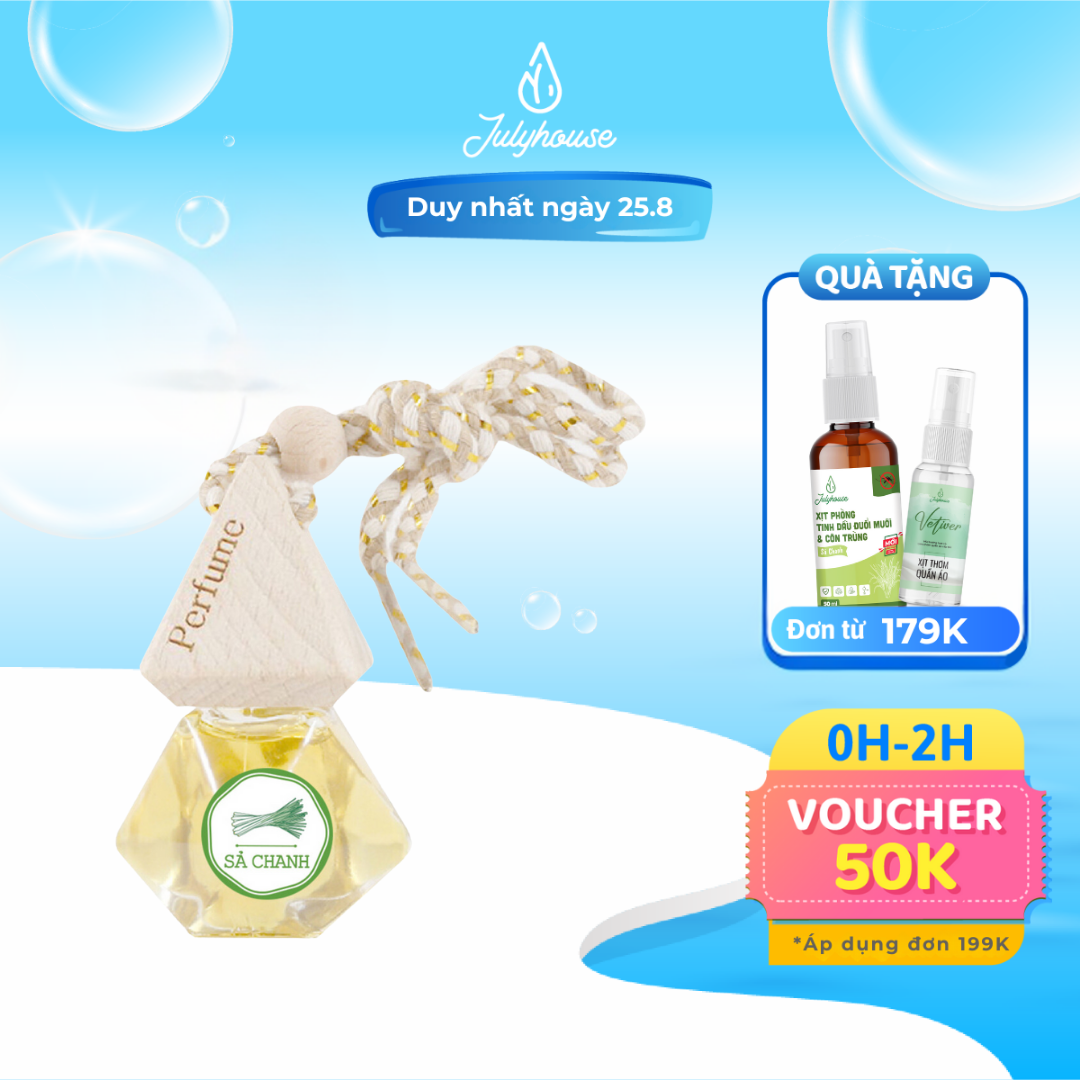 Tinh dầu sả chanh treo xe ô tô 7ml julyhouse
