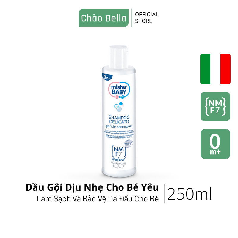 Dầu Gội Cho Bé Yêu Mister Baby Gentle Shampoo (ITALY) | Duy Trì Độ Ẩm - Bảo Vệ Da Đầu - Lưu Hương Cả Ngày (250ml)