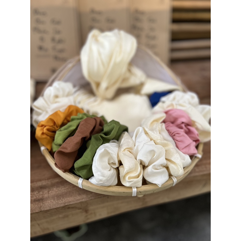 Dây buộc tóc, cột tóc lụa tơ tằm CHẤT SILK bản to 100% thiên nhiên cao cấp ngăn ngừa xơ rối tóc 14 màu