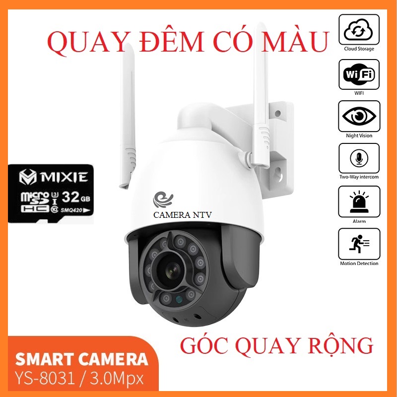 Camera ip wifi ptz yoosee ys-8031 fhd1296 - 3.0mps xoay 360 độ, ngoài trời chống nước có đèn chiếu sáng