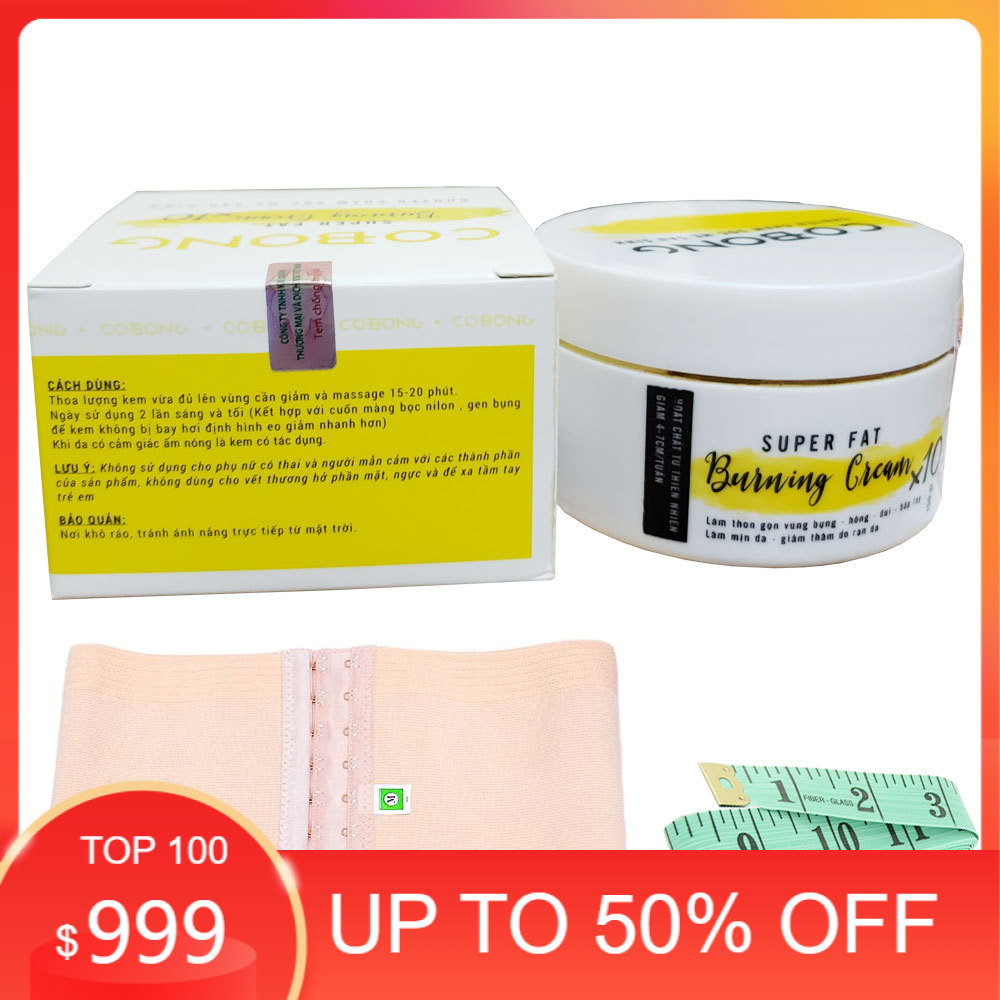 Kem tan mỡ Cô Bông x10 giúp giảm mỡ bụng kèm thước dây tặng gen nịt bụng