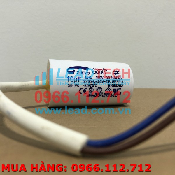 Tụ điện zheyo cbb60 10uf 450vac dây cắm