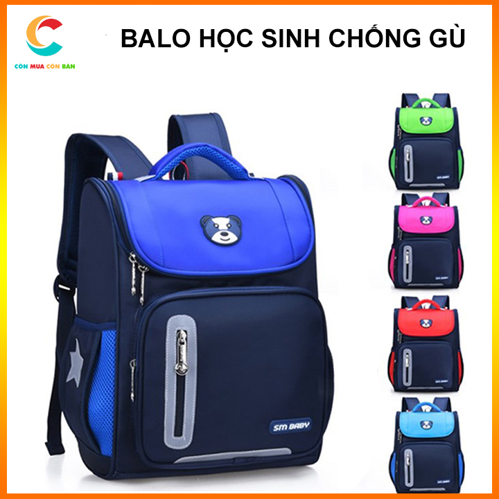 Balo học sinh chống gù balo gấu cho bé cấp 1 sm baby chống gù có phản quang, siêu nhẹ chống thấm nước nhiều ngăn tiện nghi