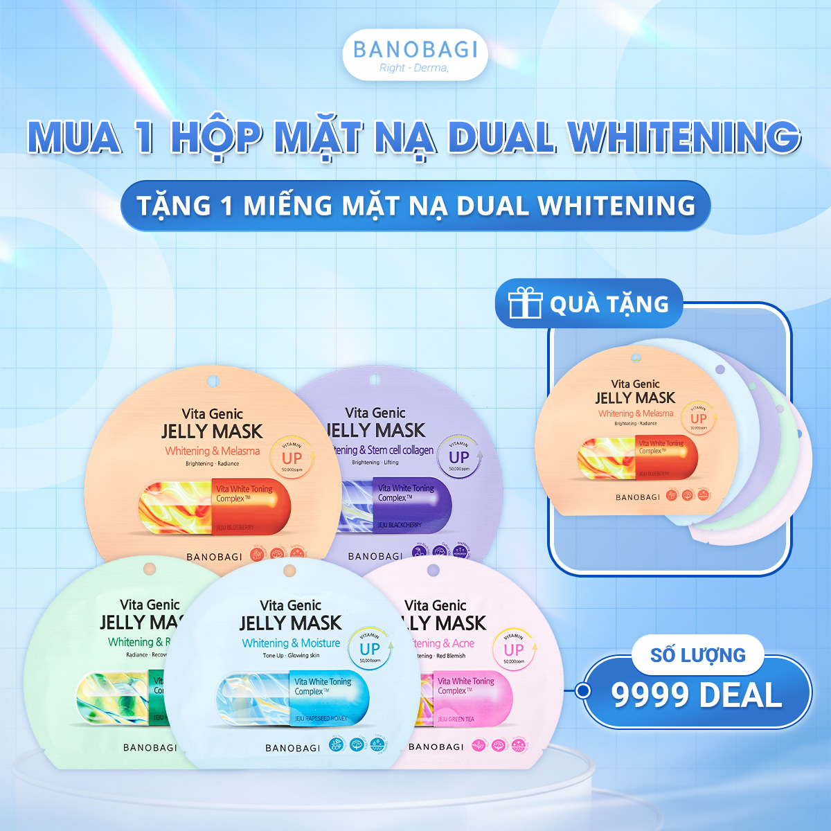 COMBO 10 Mặt Nạ BANOBAGI Vita Genic Dual Whitening Công Dụng Kép Giúp Dưỡng Trắng Da, Cấp Ẩm , Phục Hồi Làn Da 30ml