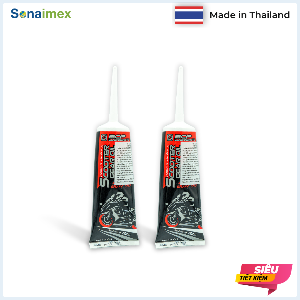 [COMBO TIẾT KIỆM] Combo 2 Tuýp nhớt hộp số cho xe tay ga (nhớt láp) BCP Thái Lan Scooter Gear Oil SAE 80W90, API GL5 - 120 mL