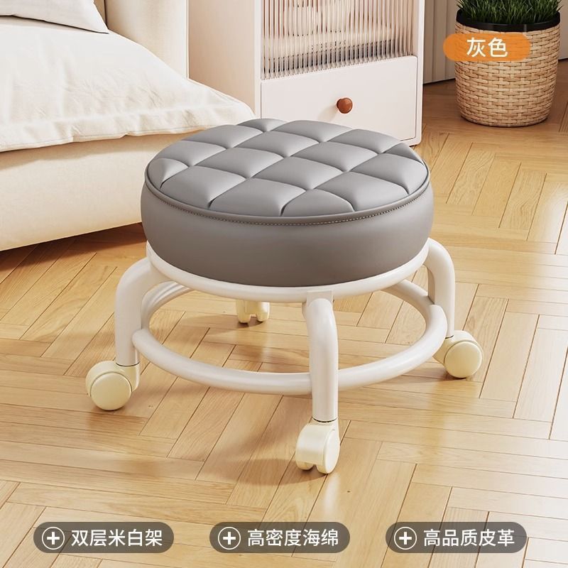 Ghế đẩu nhỏ bằng acrylic im lặng với bánh xe đa năng, ghế đẩu trẻ em nhỏ có bánh xe, ghế đẩu thấp, ghế đẩu vệ sinh sàn, bán buôn di động - 7