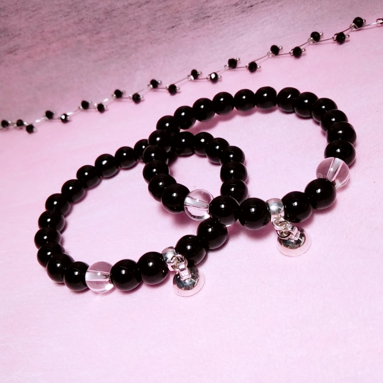 vòng tay cặp đôi chuỗi hạt nhựa nam châm tình yêu (2 vòng)