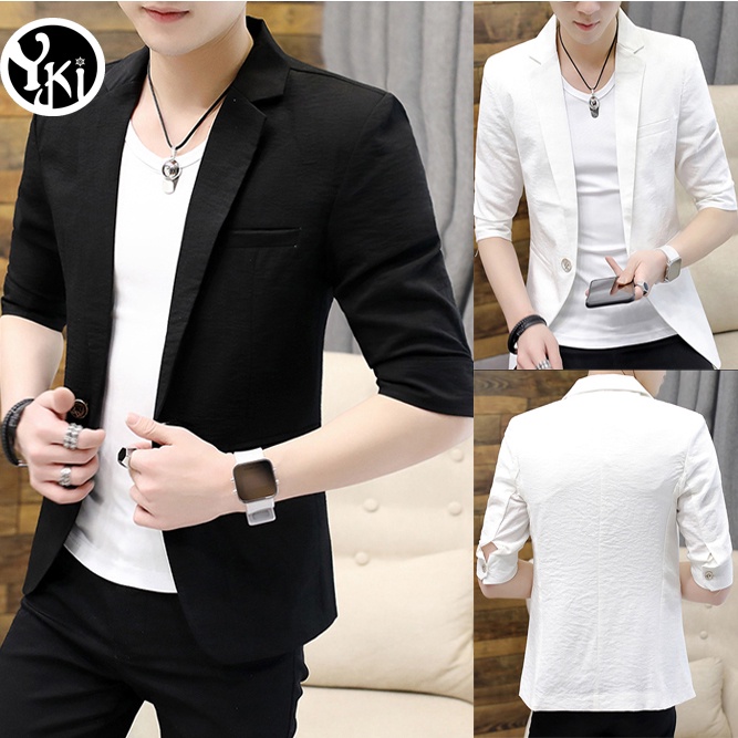 Áo vest ba phần tư tay áo nam, áo vest, áo vest nam xu hướng phiên bản Hàn Quốc phong cách độc lạ trẻ trung, chất mát áo 2 lớp trong lót gió lên form áo chuẩn -Mã H48