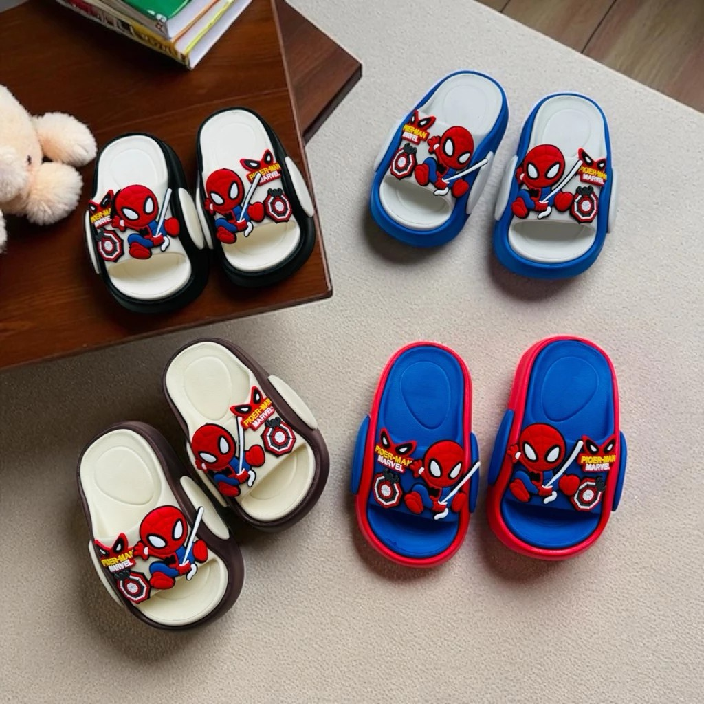 Dép bánh mì thời trang hình siêu nhân nhện cho bé trai đế 2 lớp dày nhẹ mềm êm chân