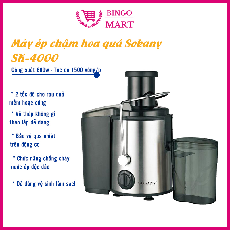 Máy ép hoa quả chậm sokany sk-4000 dung tích 1,6l