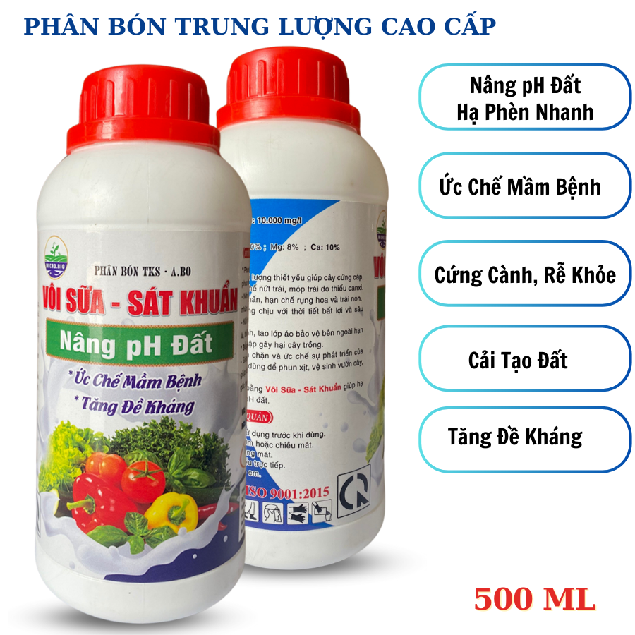 VÔI SỮA Nâng pH Đất, Ức Chế Mầm Bệnh, Rửa Vườn - Chai 500 ml