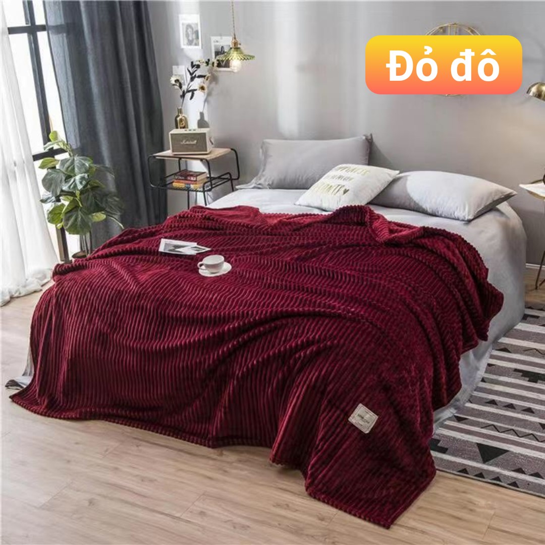 Chăn mền, chăn hè, chăn thu đông ,chăn kẻ tăm mẫu đỏ đô