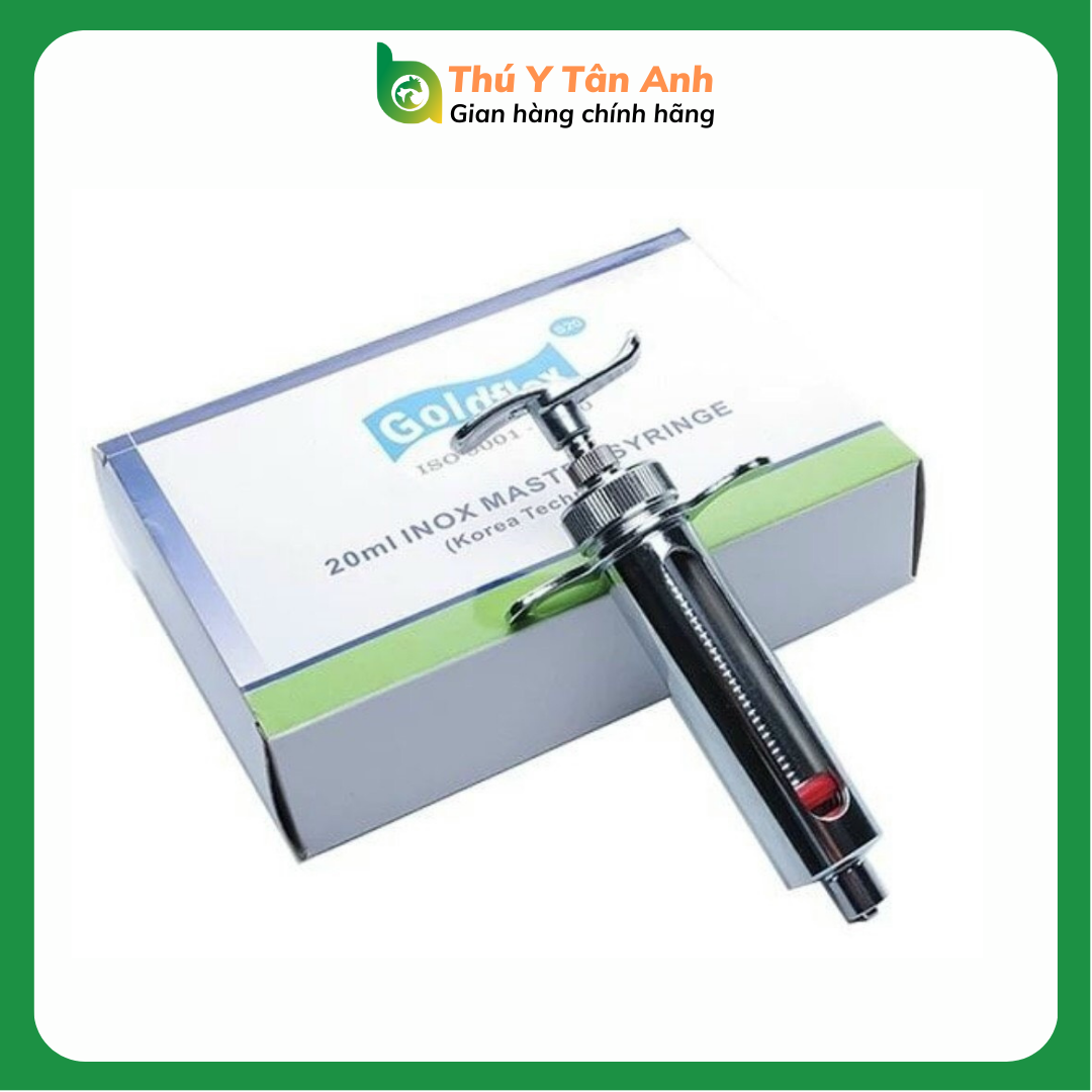 XiLanh Golflex Thú Y Chất Liệu Inox dung tích 20ml tiêm lợn, trâu, bò, dê