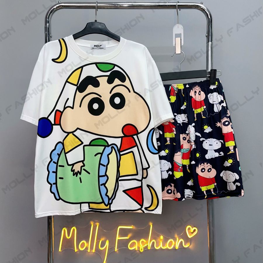 Set đồ bộ hoạt hình ❤️ Bộ mặc nhà Cartoon SHIN NHIỀU MẪU Freesize nam nữ Molly Fashion