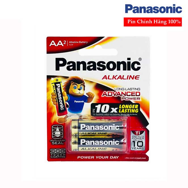 Vỉ 2 viên pin kiềm AA Pin tiểu Panasonic Alkaline LR6T/2B - Hàng chính hãng