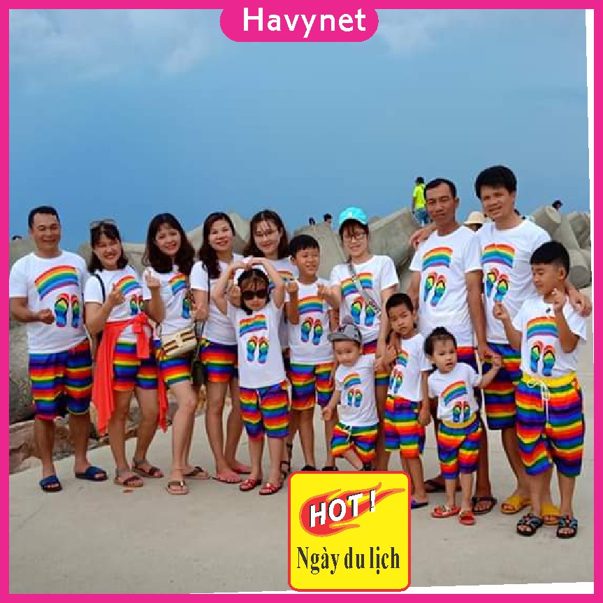 [ ÁO+QUẦN] Set Đồ Nhóm Đi Biển Gia Đình In Hình Đôi Đép Đẹp Có Tại Havynet, Phù Hợp Cho Các Gia Đình Đội Nhóm Đi Chơi Muà Du Lịch