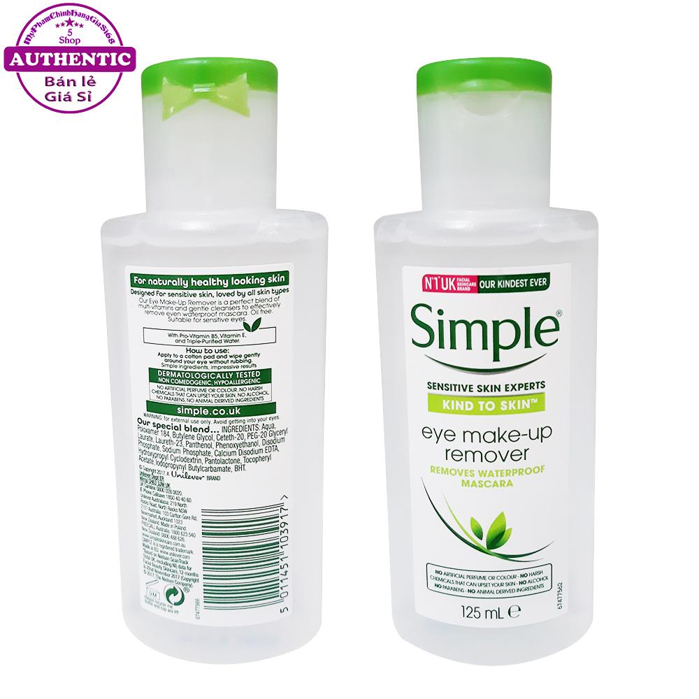 Tẩy trang mắt môi simple kind to skin eye make-up remover 125ml