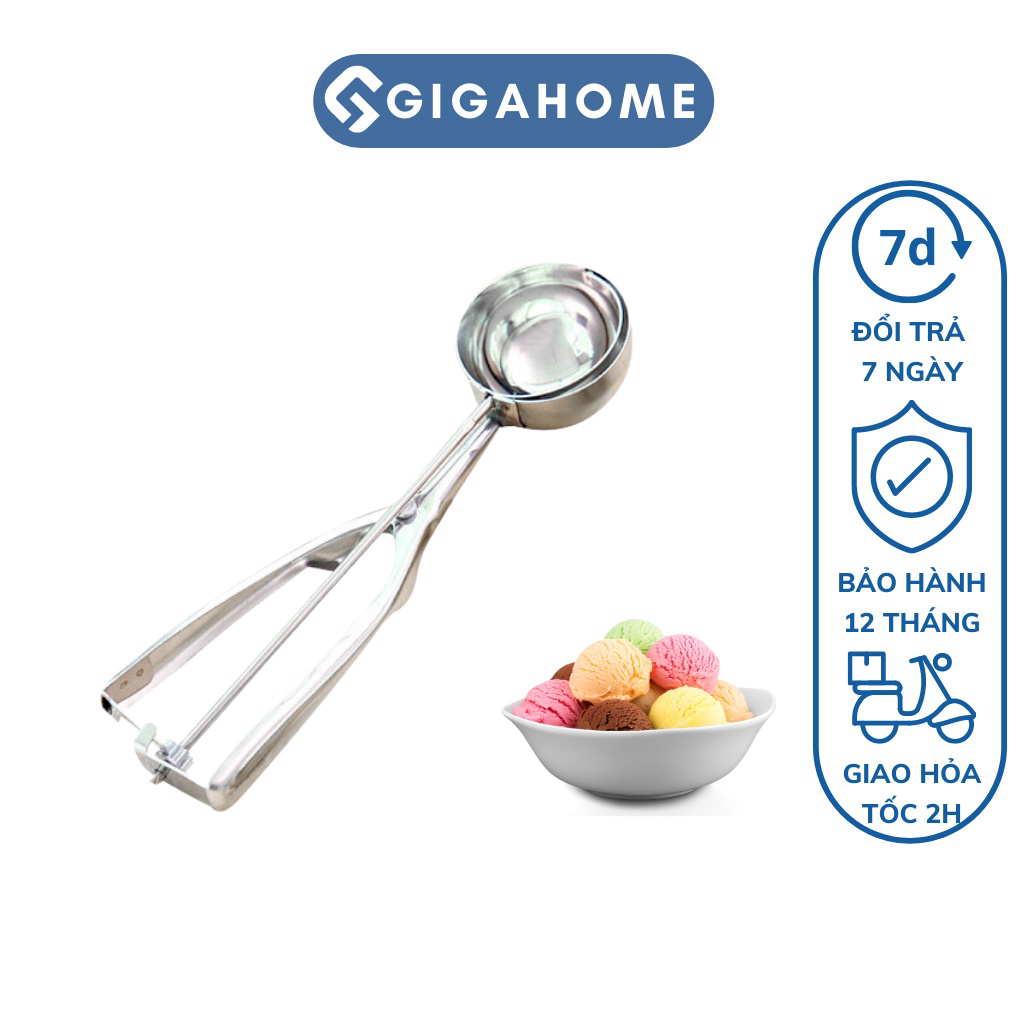 Dụng cụ muỗng múc xúc kem viên tròn gigahome bằng inox 5cm 9439