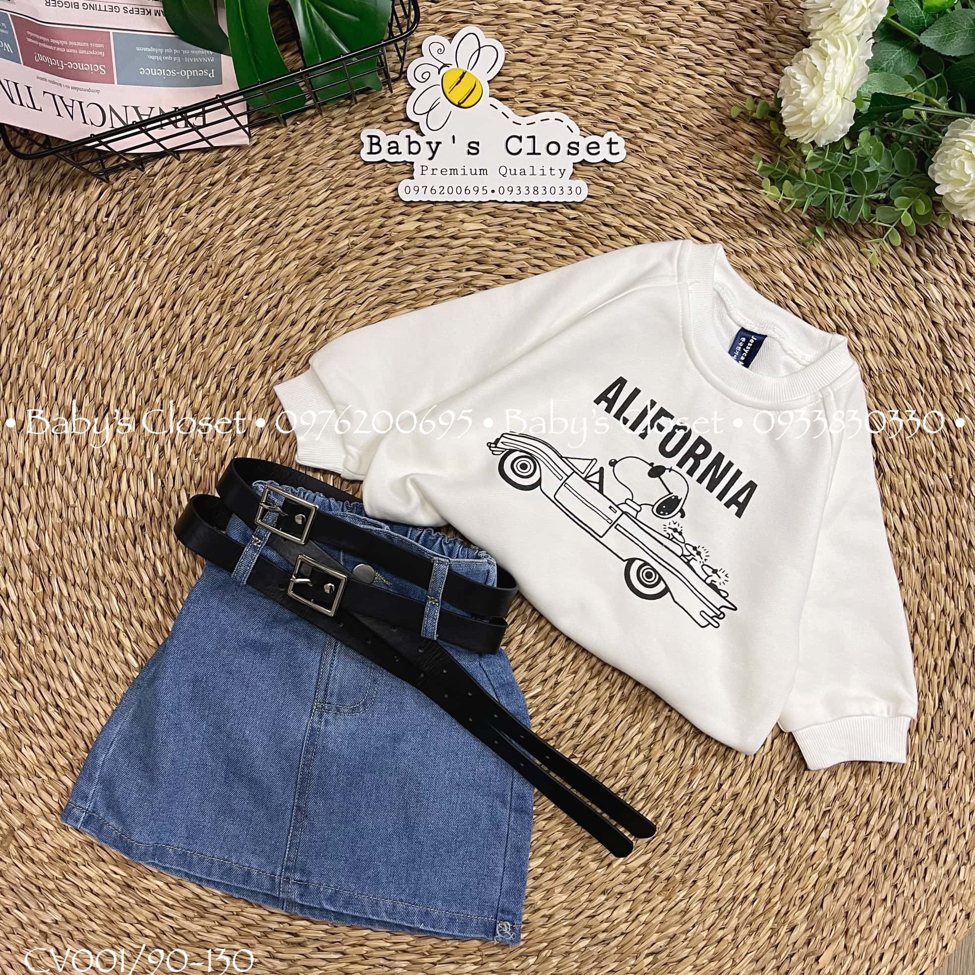 Chân váy jean denim kèm thắt lưng cho bé gái, chân váy jean cho bé gái phomg cách Hàn Quốc dễ thương.