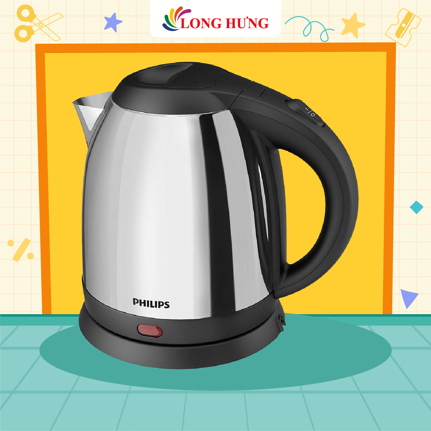 Bình đun siêu tốc Philips 1.2 lít HD9303/03 - Hàng chính hãng - Công suất 1800W, inox chịu nhiệt, chân đế chống trượt, tính năng tự ngắt điện