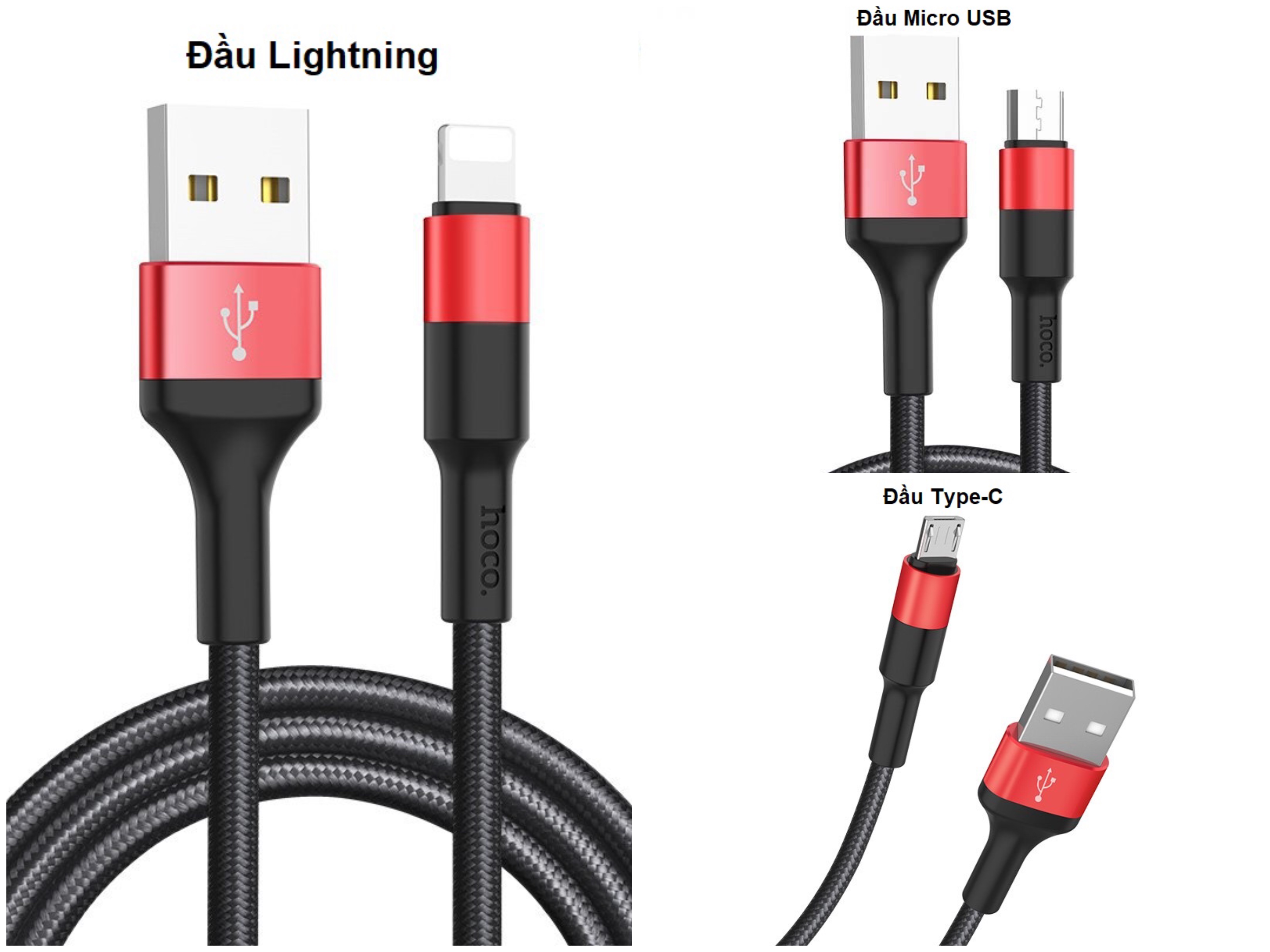 Cáp sạc microusb hoco x26 sạc nhanh bọc dù bền chắc 1m