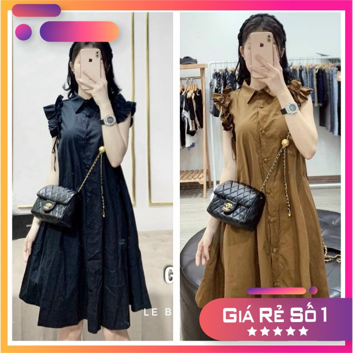 Váy bà bầu -đầm bầu đẹp xát nách pha tay bánh bèo đẹp C1