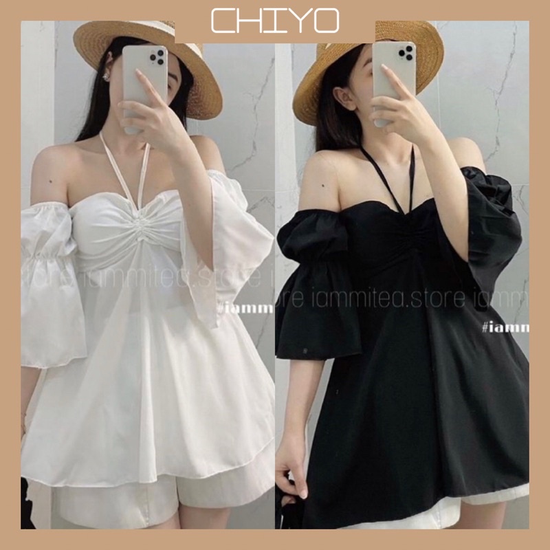 Áo kiểu tiểu thư tay bồng rút có mod ngực ru1 love 23
