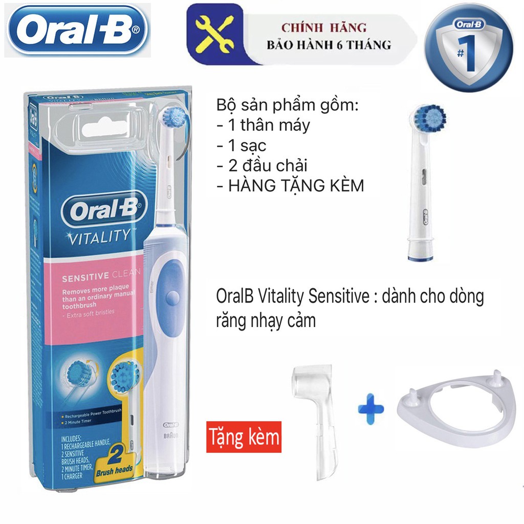 Bàn chải điện đánh răng tự động oralb oral b Sensitive Clean +Tặng kèm 1 nắp bảo vệ đầu bàn chải