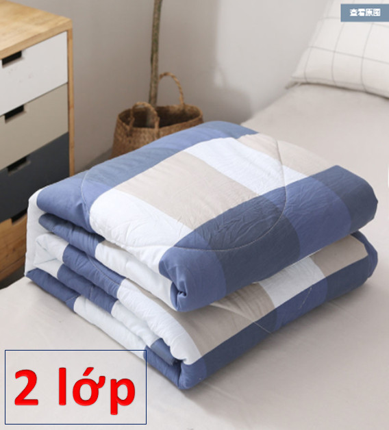 Chăn hè chần bông đắp 2 mặt - mền ngủ cotton 1.6x2m - chất liệu cotton thoáng mát - Giao Mẫu Ngẫu Nhiên