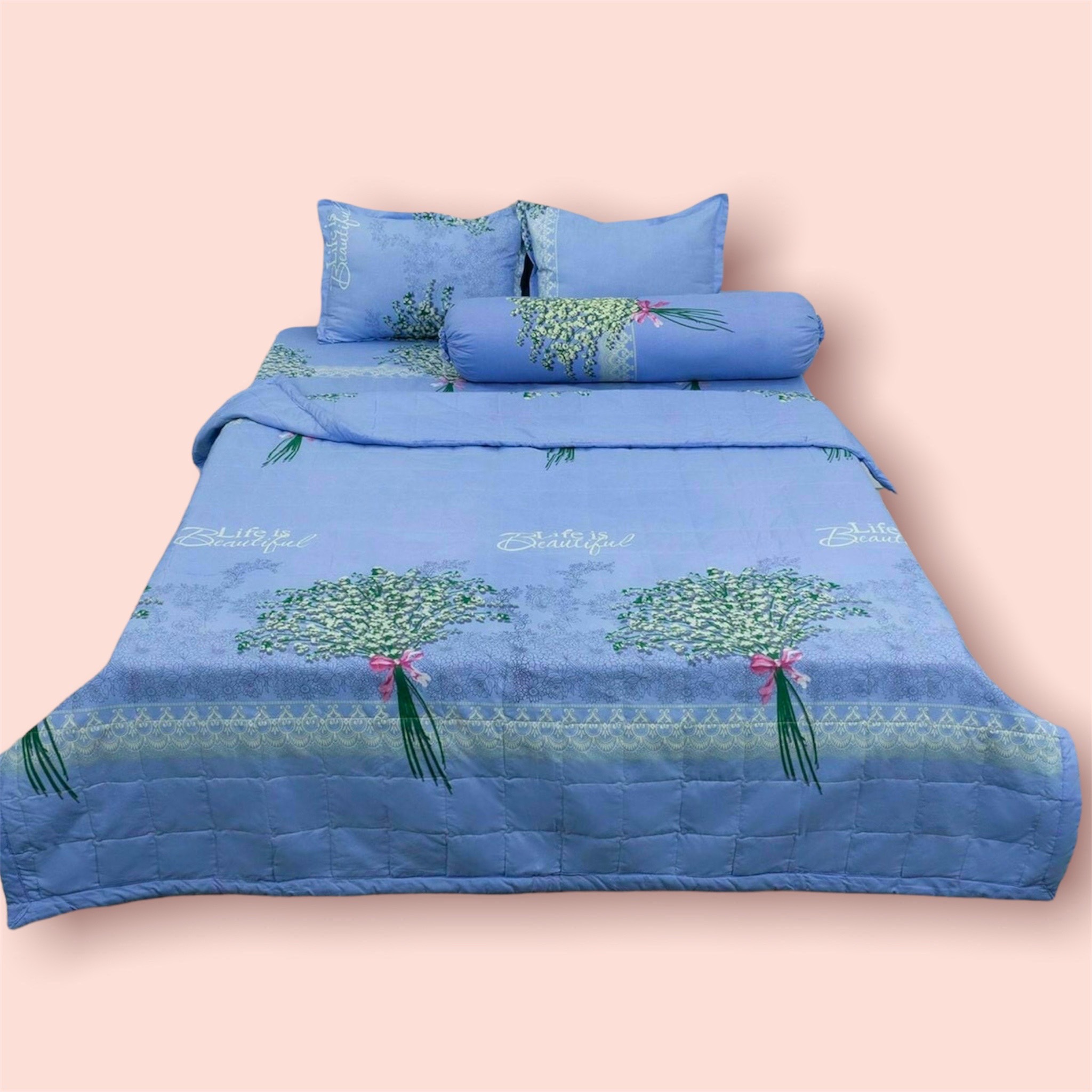 Bộ ga chun kèm 2 vỏ gối cotton poly , chất liệu bền đẹp nhiều mẫu lựa chọn , ca bedding - decor