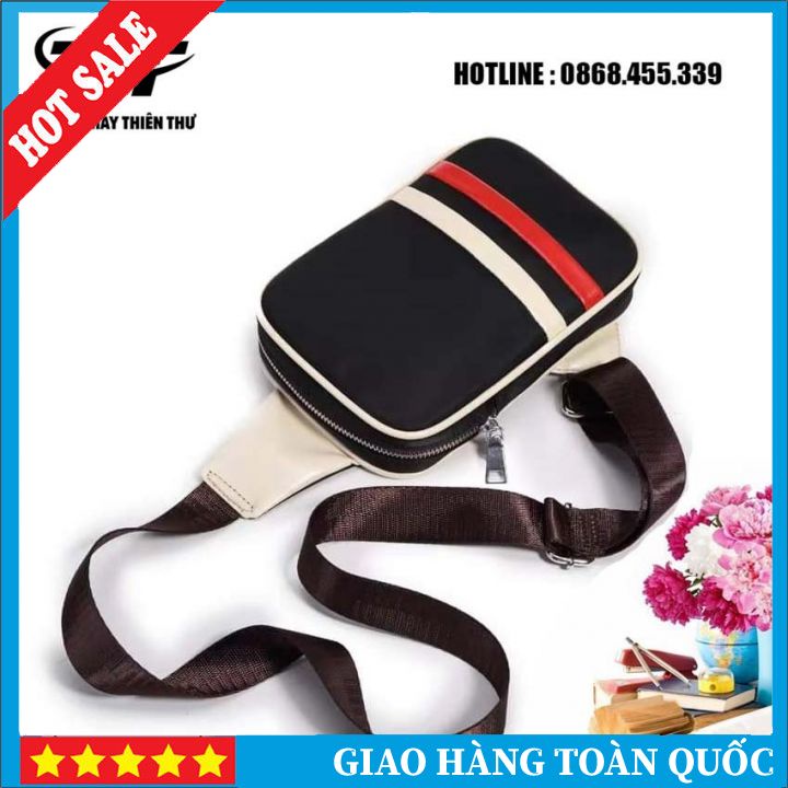Túi đeo chéo thời trang nam nữ -túi đeo gân sọc si