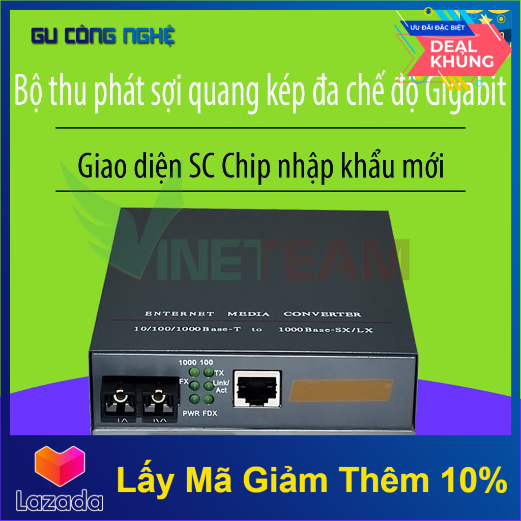 Thiết Bị Chuyển Đổi Quang Điện 2 Sợi Media Converter 2Fo 1Q 1Lan 1Gbps Netlink Htb-Gm-03-2Km