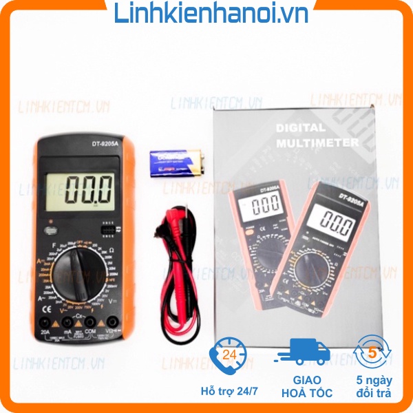 Đồng hồ đo điện đồng hồ vạn năng điện tử giá rẻ DT9205A Đo đa chức năng đo dòng điện lên tới 20A