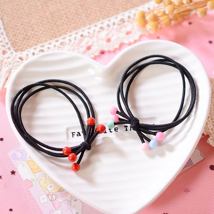 dây Buộc Tóc nữ,Dây Thun Cột Tóc,  3 Hạt Style Hàn Quốc-HCM-COMBO 10 dây