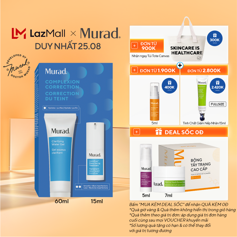 Bộ Sản Phẩm Dưỡng Ẩm Mờ Sẹo Mụn- Murad Complexion Correction Value Set