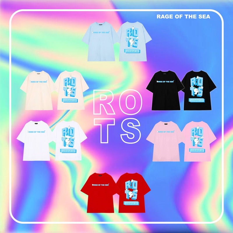 Áo thun unisex form âu rage of the sea biglogo xanh