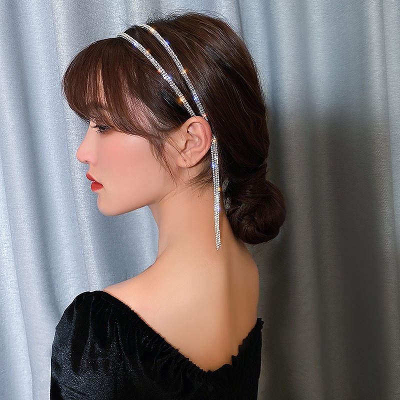 Băng đô cài tóc phối đá tua rua siêu lấp lánh thời trang BHBD7