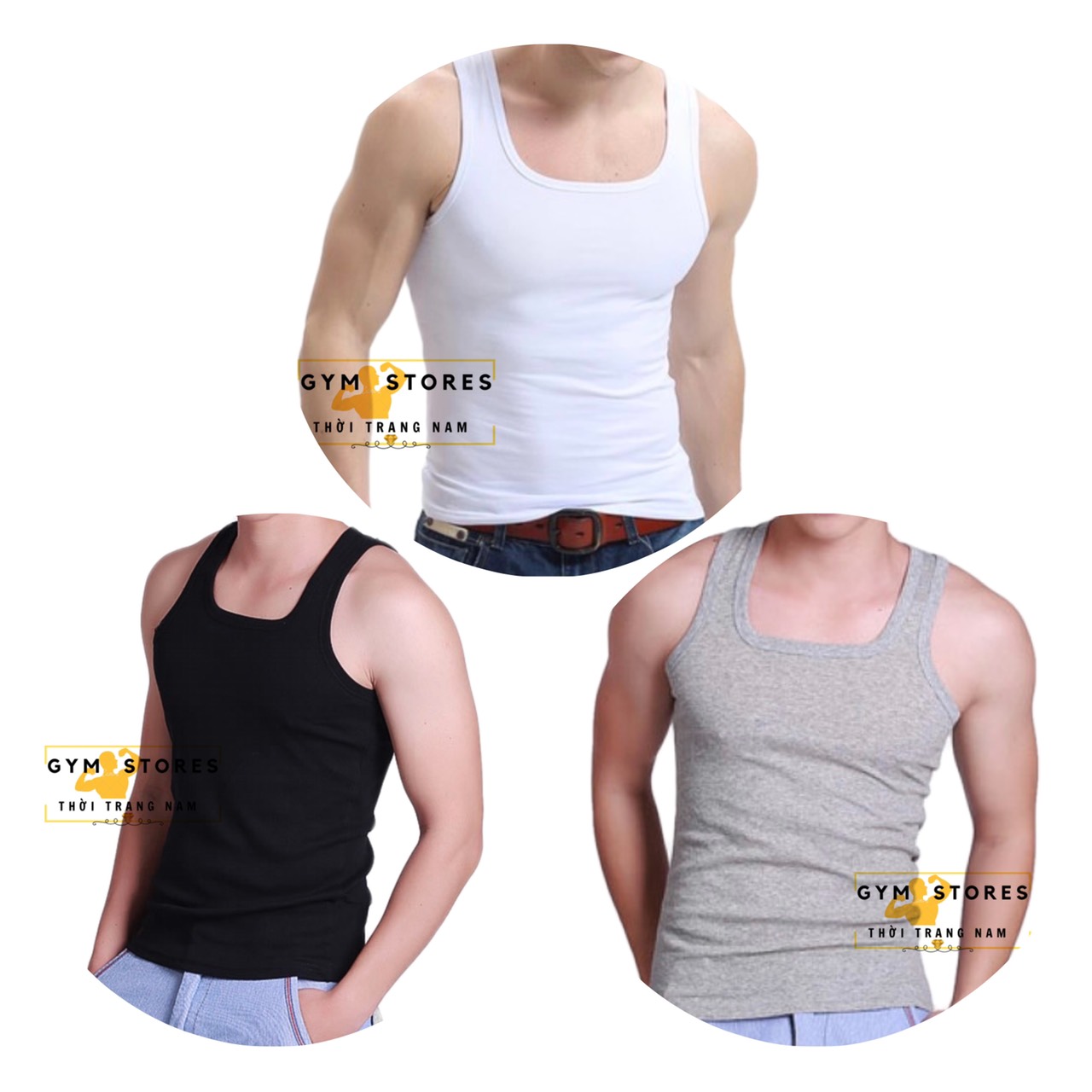 Hcm Men's 3-Hole T-Shirt, Men's Underwear, from Body, Gym Standard Shape, Price from 45kg to 95kg 3L01 - 3