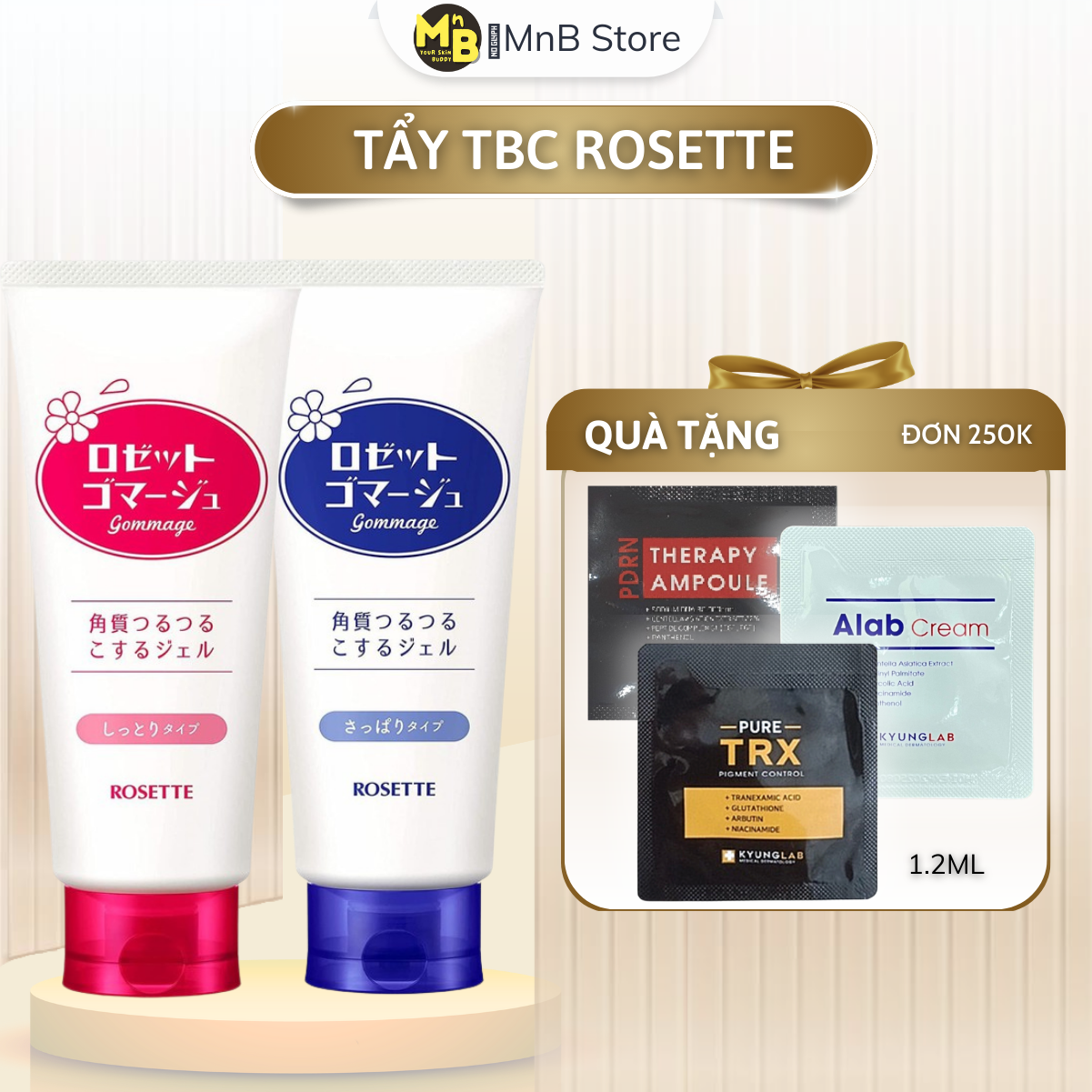 Tẩy tế bào chết mặt Nhật Rosette Gommage Gentle Cleansing Gel face da dầu mụn nhạy cảm 120g