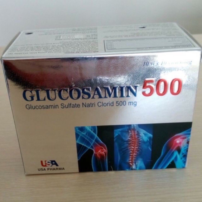 Glucosamin 500 - hỗ trợ tăng tiết dịch khớp chính hãng hiệu quả cam kết như hình hộp 100 viên