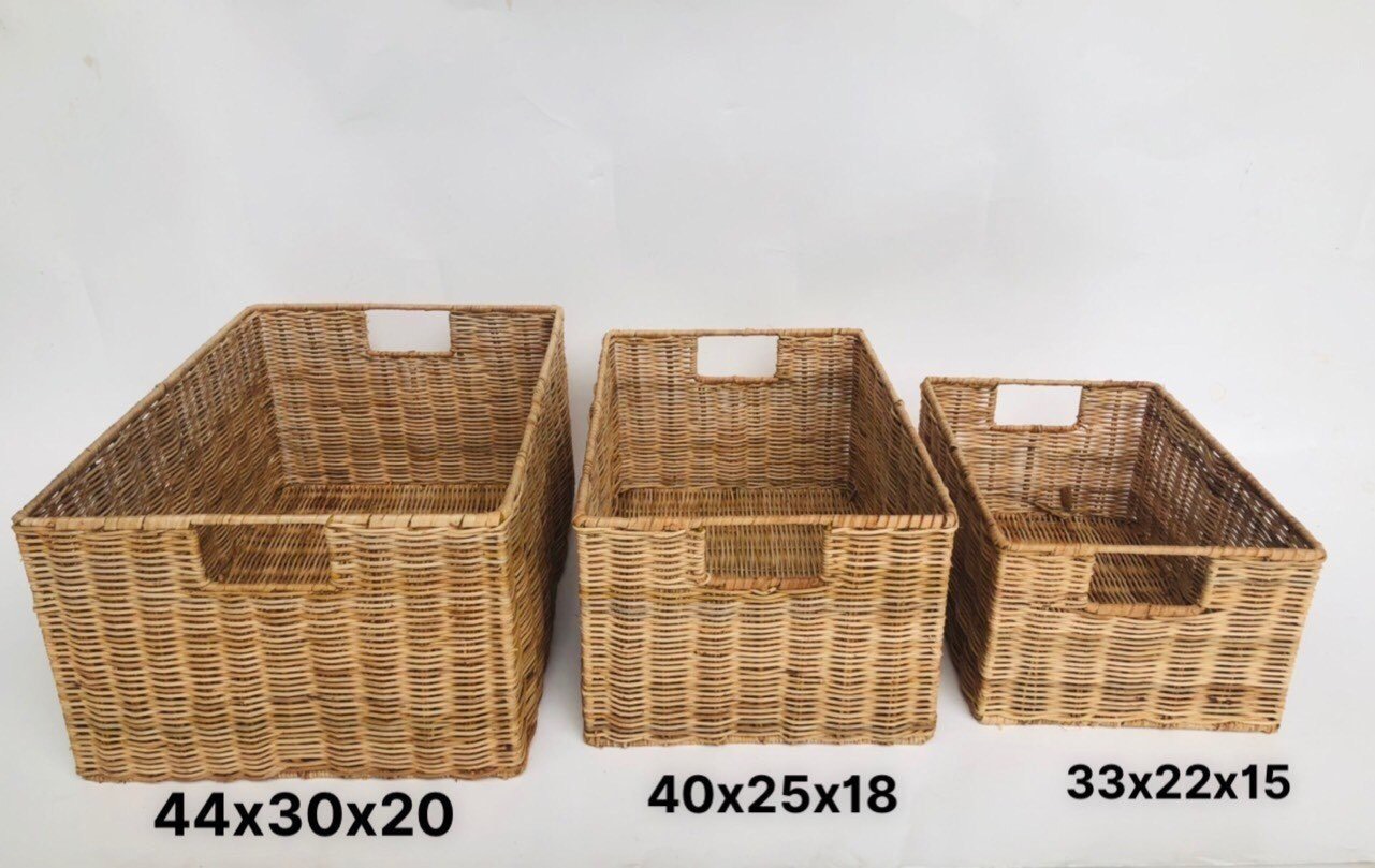 Giỏ mây chữ nhật hàng cao cấp trang trí nhà cửa phong cách vintage