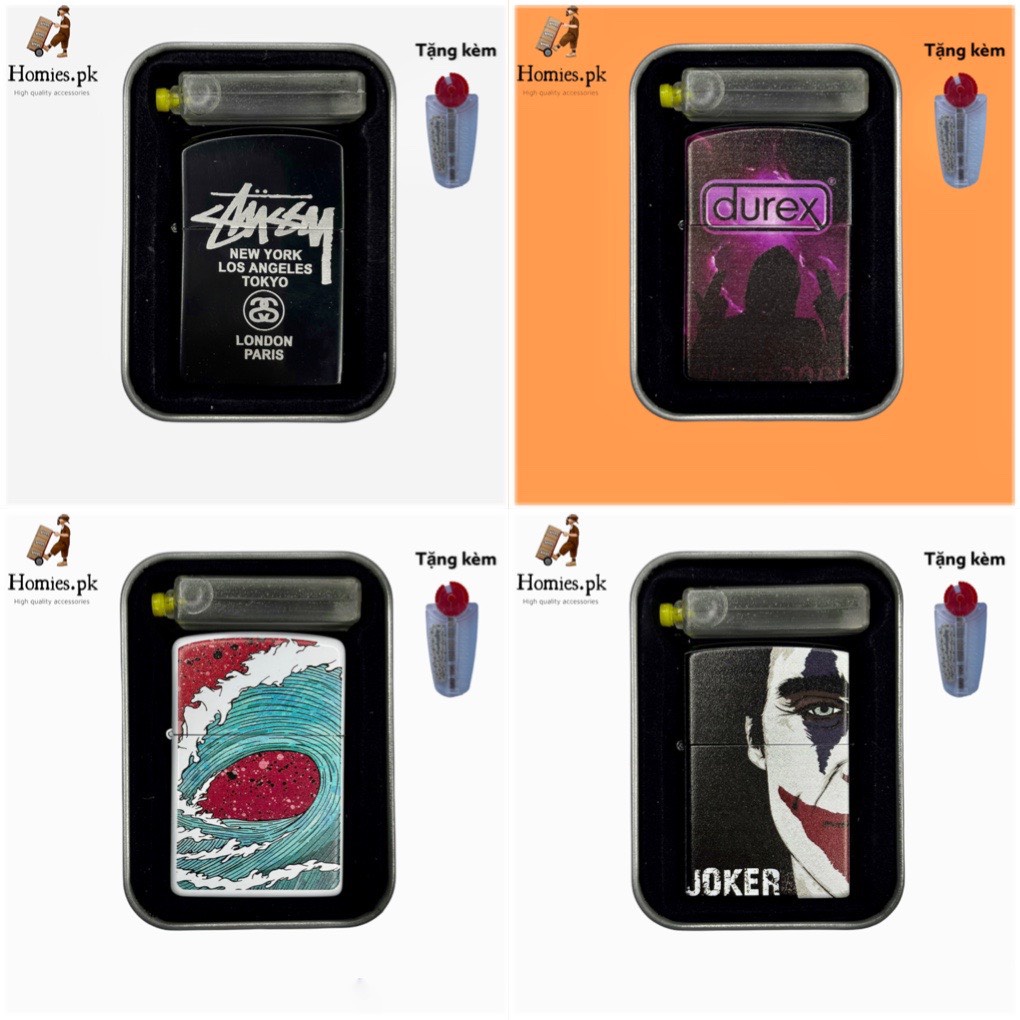 Bật lửa zippo hột quẹt zippo hình độc lạ , hột quẹt zippo bật lửa xăng đá độc lạ- homies.pk
